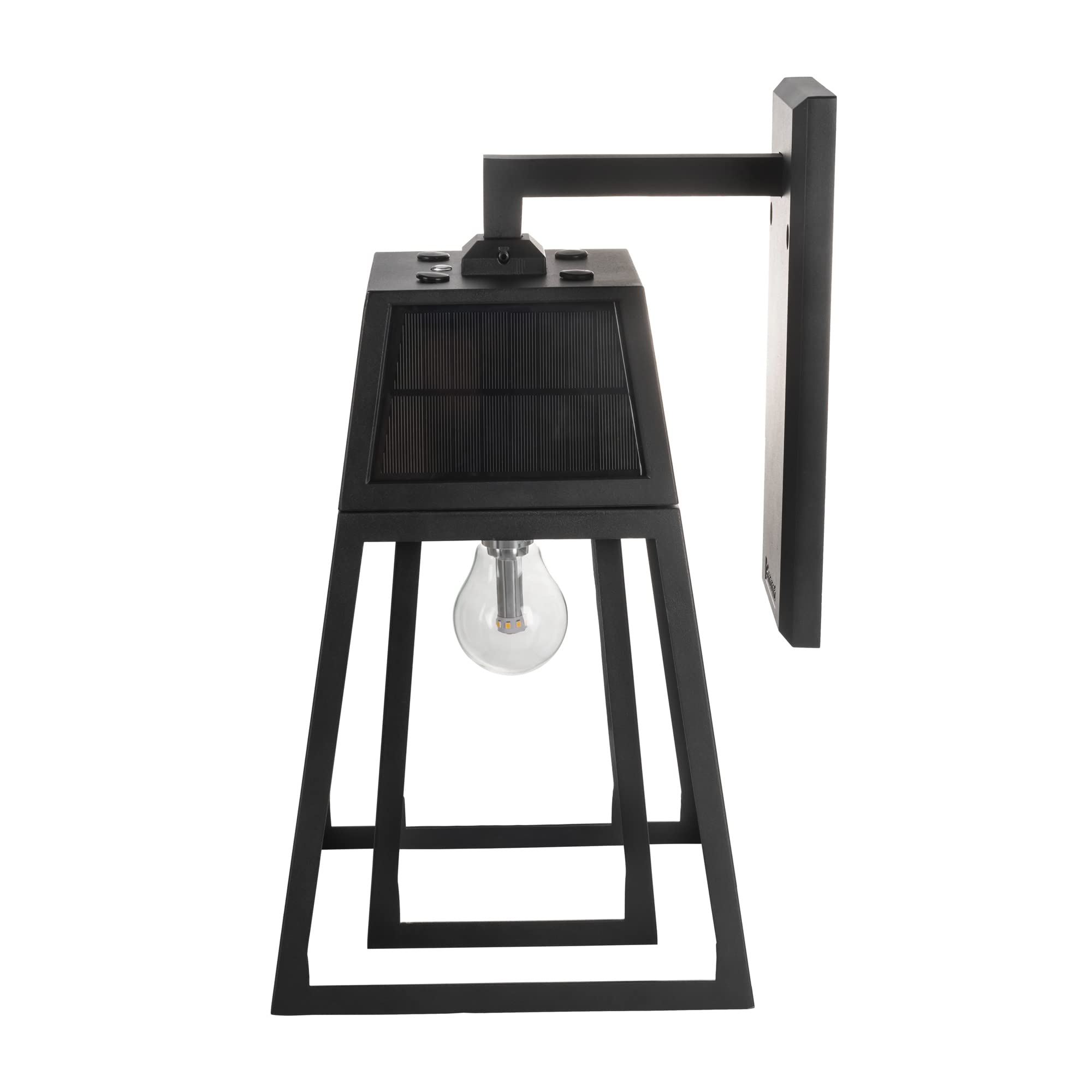 Gama Sonic Aria Solar Outdoor Wall Light, Upscale Designer Grade Sconce, Warm White 2700K Led, Black Cast Aluminum And Glass For