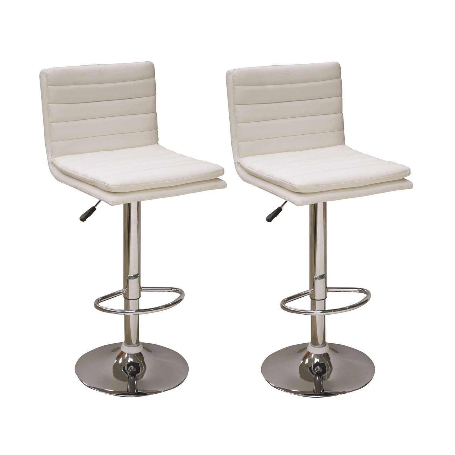 AmeriHome BS43WSET Modern Ripple Back Bar Stool - 2 Piece White