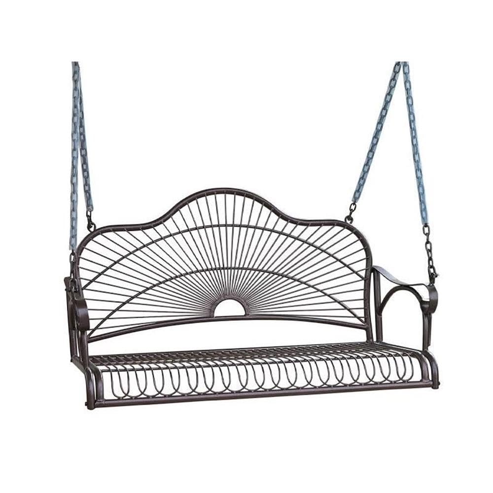 Sun Ray Iron Porch Swing - Hammered Bronze