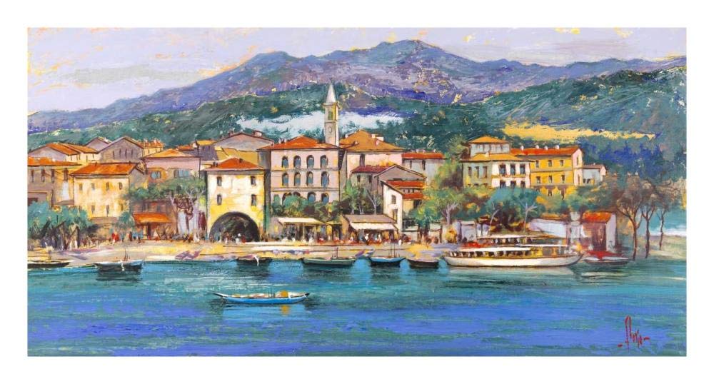 Paese sul Lago-Paper Art-26x14”