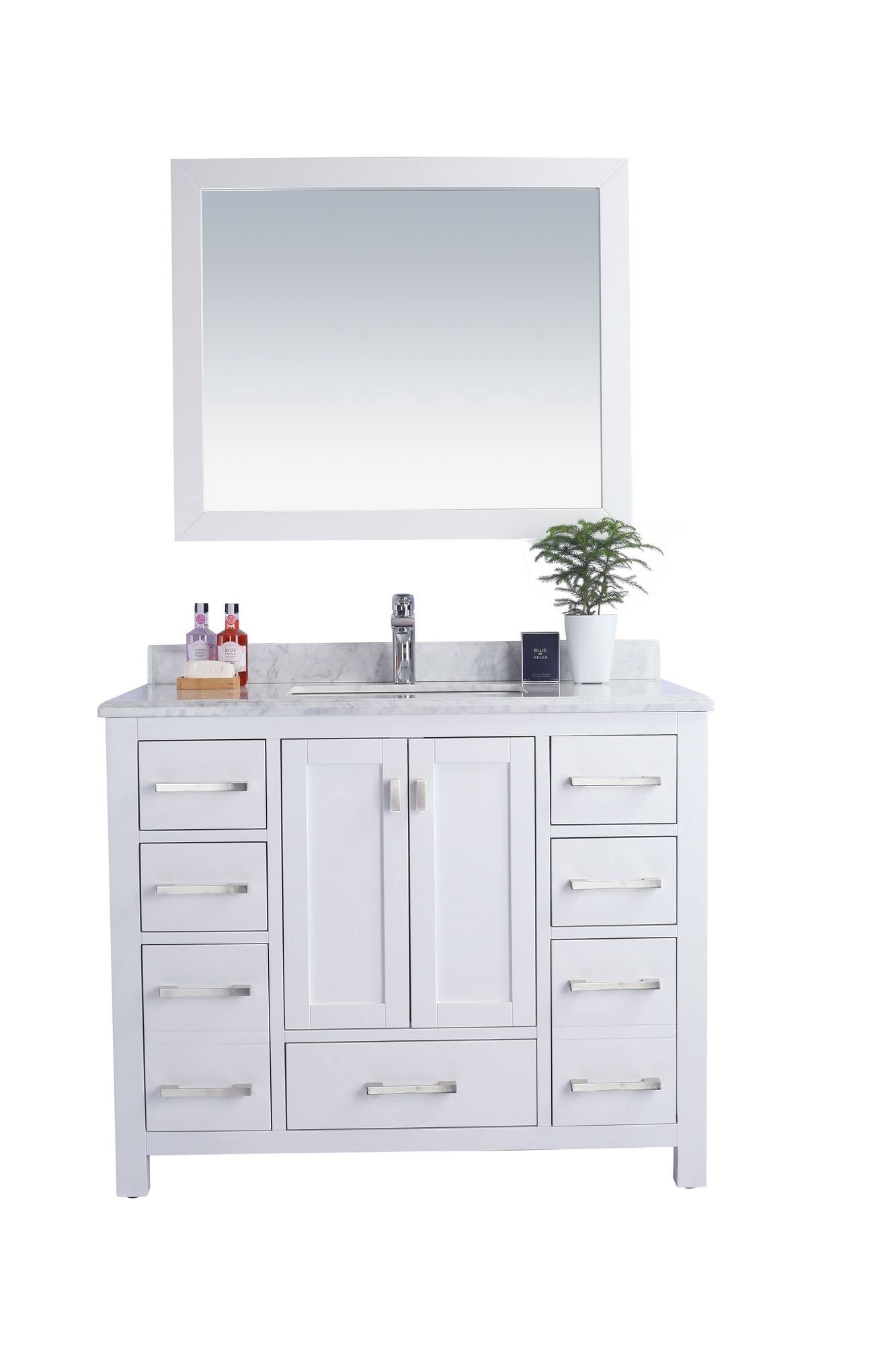 Wilson 42 - White Cabinet + White Carrara Marble Countertop