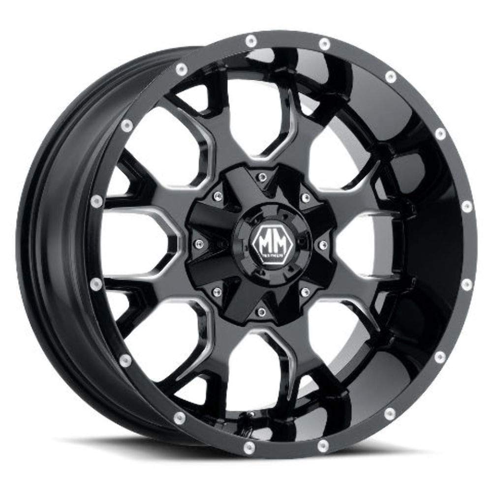 Mayhem Warrior 8015 Black/Milled Spokes 20X10 6-135/6-139.7-25mm 106mm Wheel with Painted (20 x 10. inches /6 x 139 mm, -25 mm Offset)