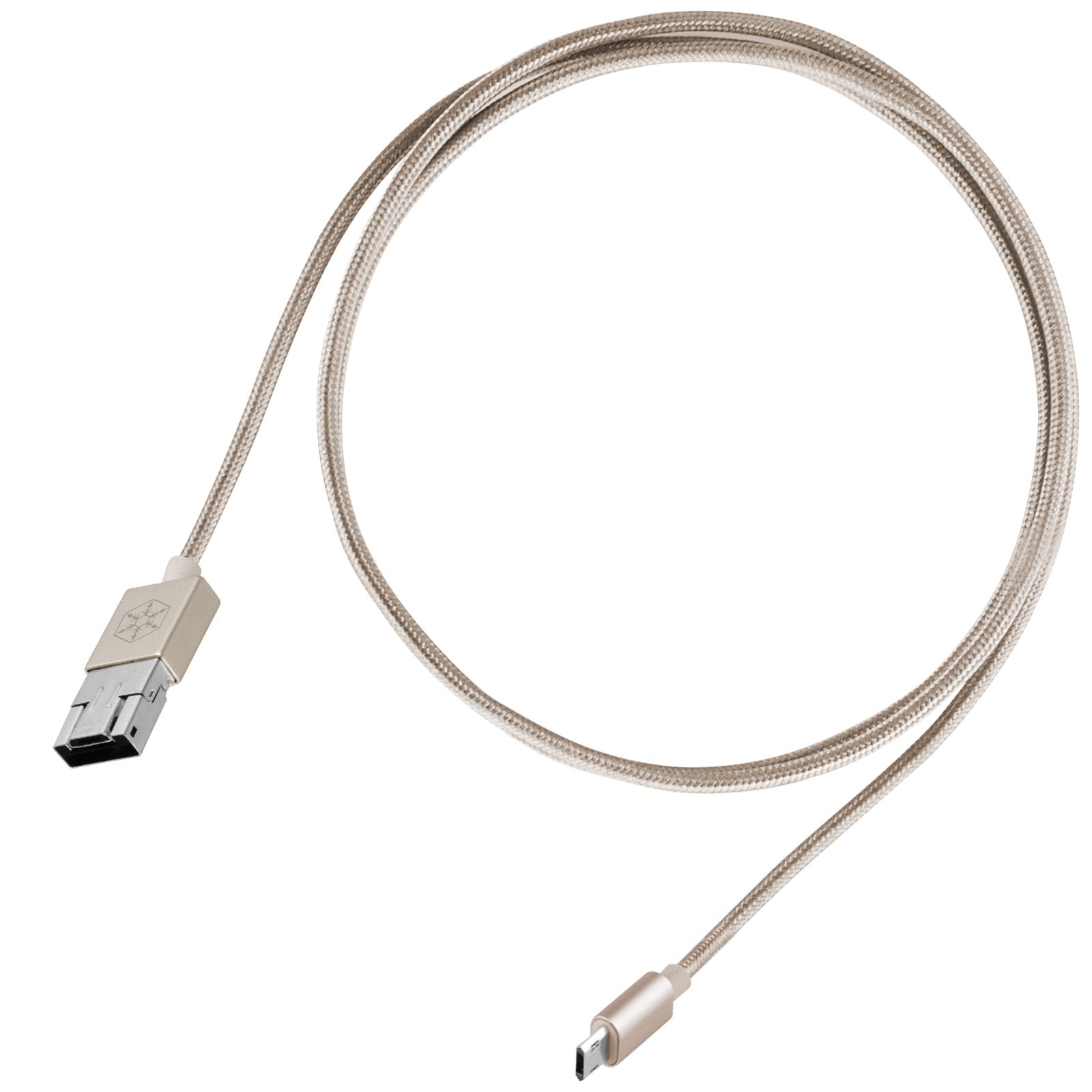 2 in 1 Micro-USB combo USB-A to Micro-B cable 1 meter(3.3ft), OTG function with Nylon Braided and aluminum shell, Gold