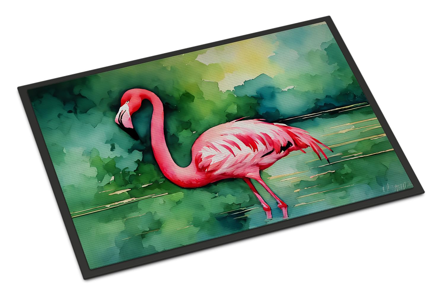 Carolines Treasures DAC2858MAT Flamingo Doormat Front Door Mat Indoor Outdoor Rugs for Entryway, Non Slip Washable Low Pile, 18H X 27W