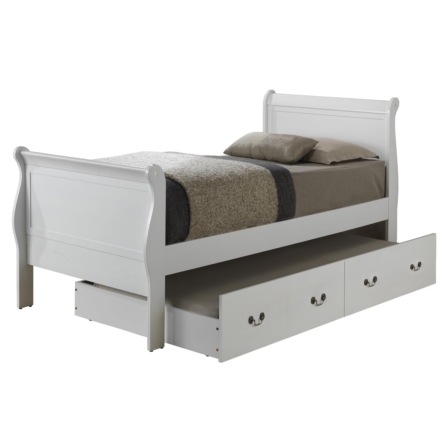 Louis Philippe White Twin Trundle Bed with Trundle