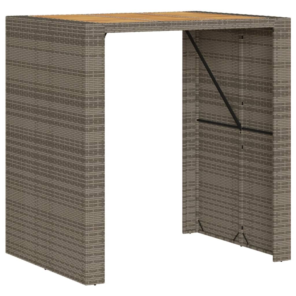 Vidaxl Patio Table - Acacia Wood Top Outdoor Furniture - Gray Poly Rattan - Garden/Patio/Deck - 41.3'X31.5'X43.3' - Modern Design