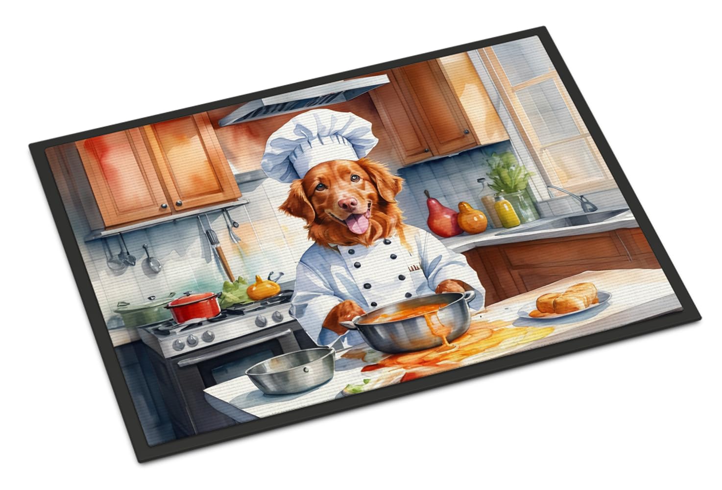 Carolines Treasures DAC6293MAT Nova Scotia Duck Tolling Retriever The Chef Doormat Front Door Mat Indoor Outdoor Rugs for Entryway, Non Slip Washable Low Pile, 18H X 27W