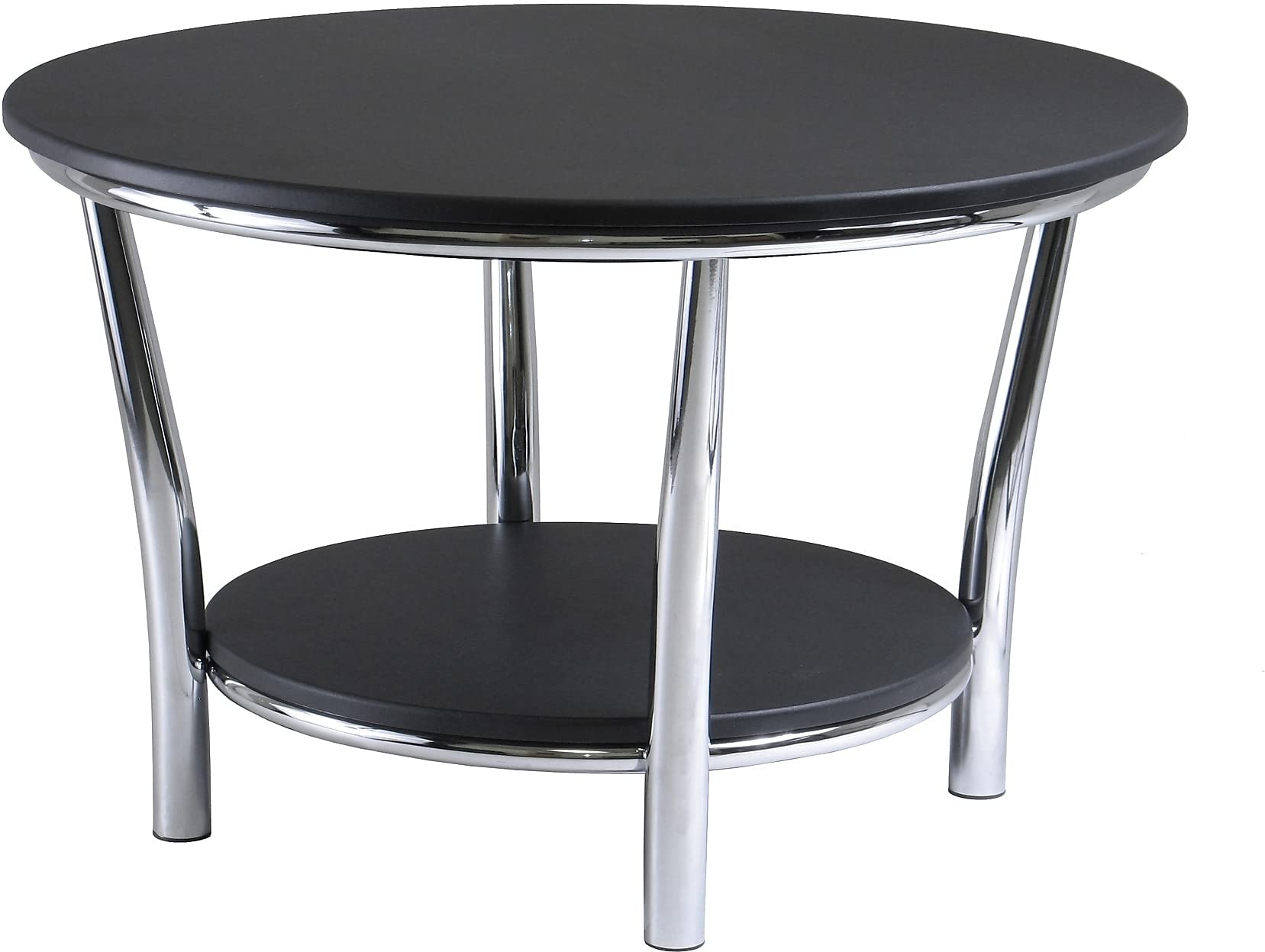 Casafoyer Maya Round Cocktail Table - Modern Black MDF & Steel Design ( Pack of 2 )