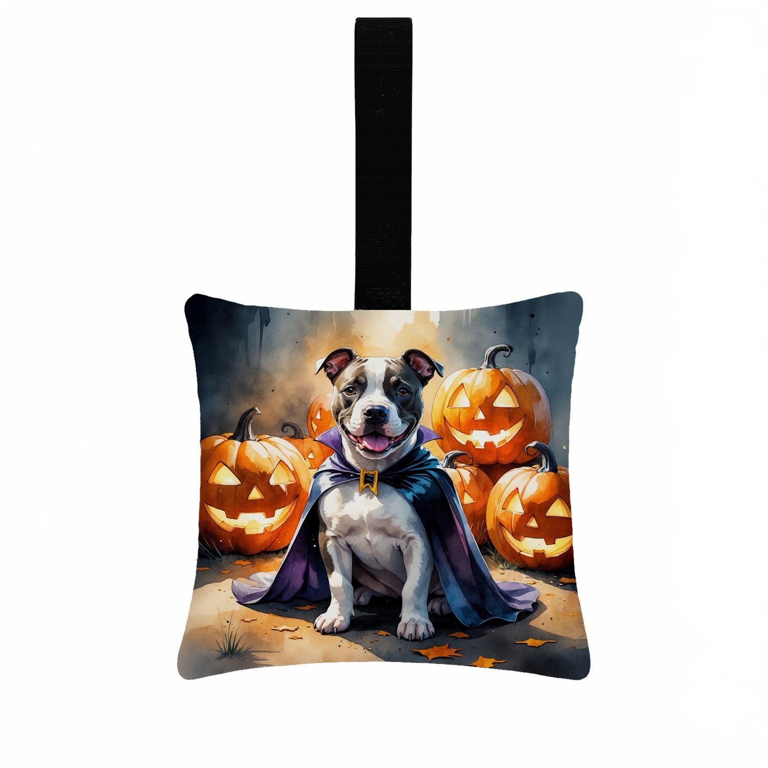 Carolines Treasures Pit Bull Terrier Puppy Halloween Mini Hanging Pillow Ornament 3.5  3.5 Decorative Door-Knob & Tree Hanger, Soft Fabric Cushion