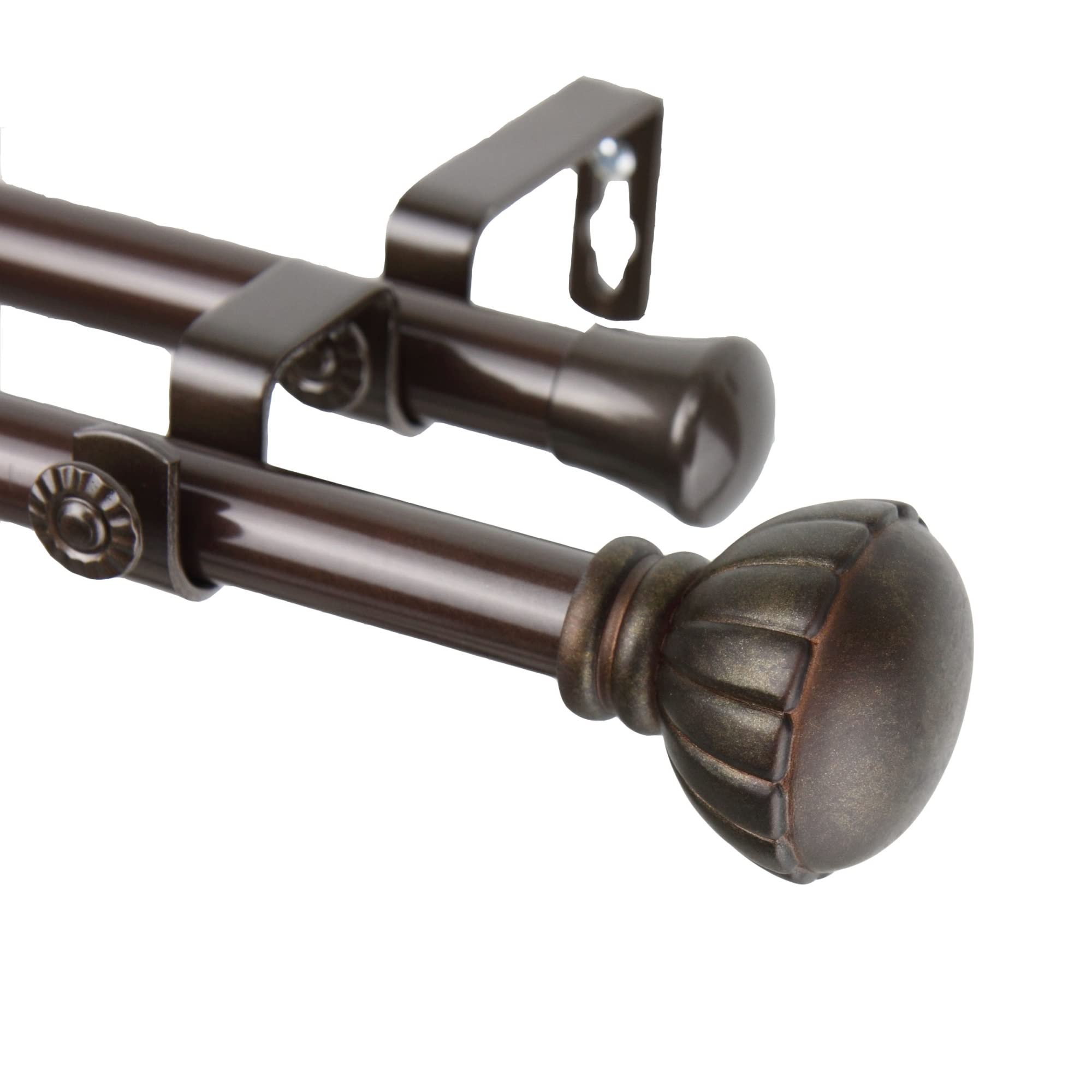 Yulania Double Curtain Rod 3/4 inch dia. 28-48 - Cocoa