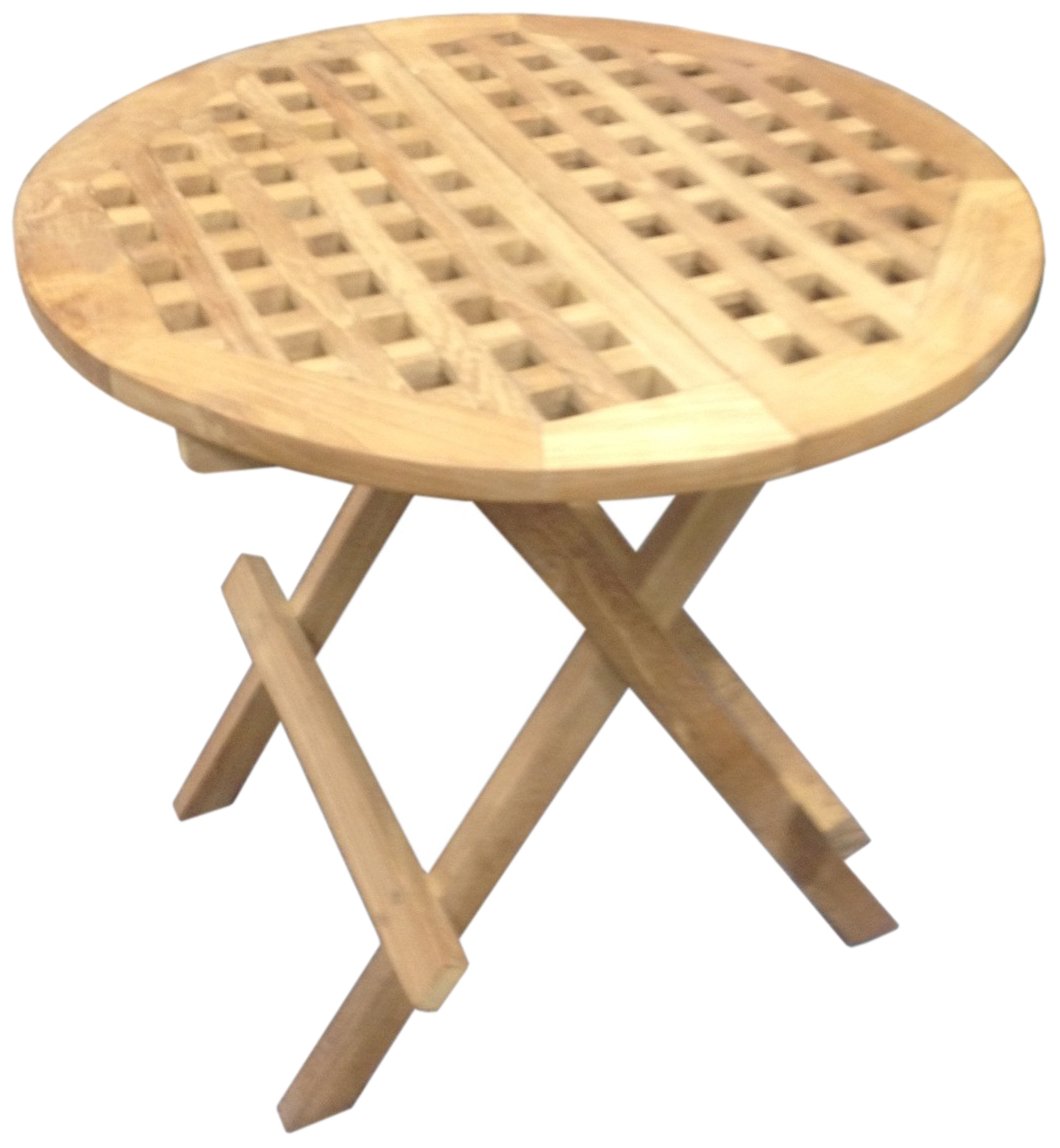 Teak Round Picnic Table (shown in open & close position)
