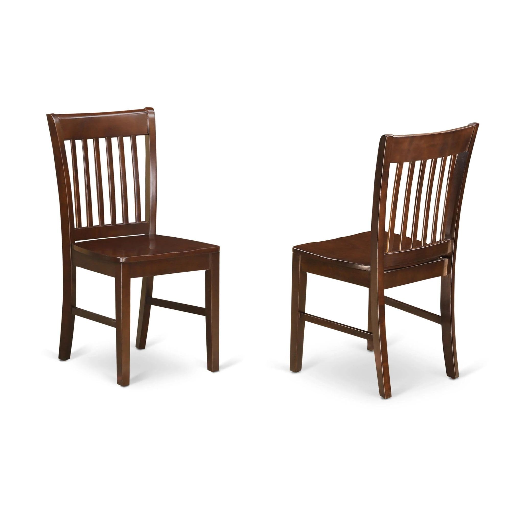 East West Furniture Kitchen Dining Room Slat Back Solid Wood Seat Chairs, Set of 2, NFC-MAH-W
