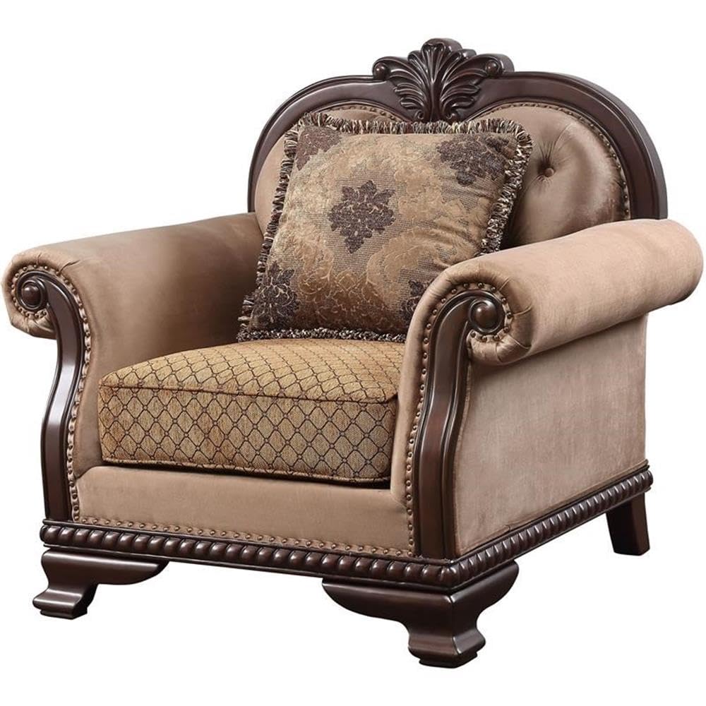 Chair w/Pillow, Fabric & Espresso Finish