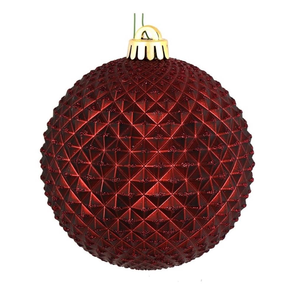 Casafoyer 4” Burgundy Durian Glitter Ball 6/Bag - (Pack Of 2)