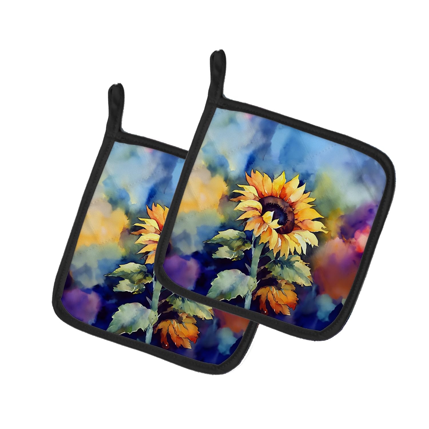 Sunflowers in Watercolor Pair of Pot Holders