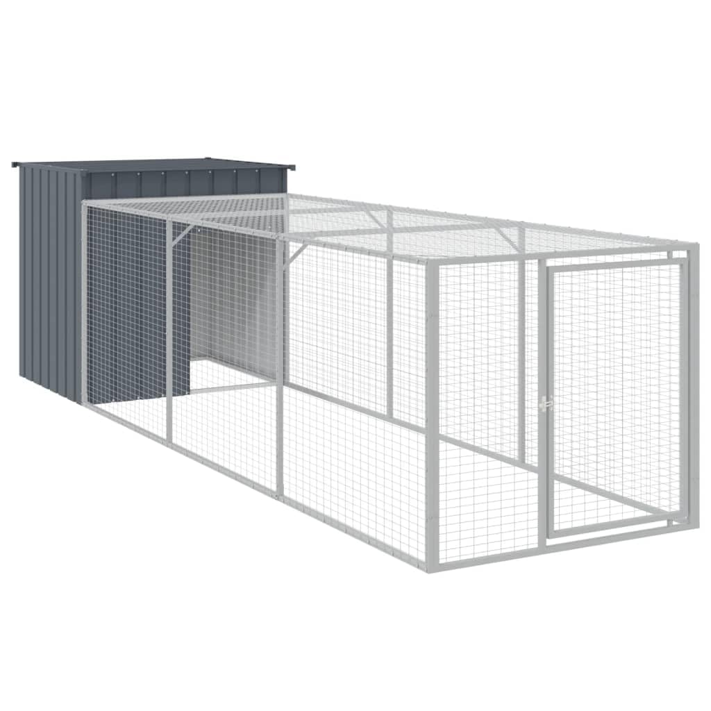 vidaXL Chicken Cage with Run Anthracite 43.3x159.4"x43.3" Galvanized Steel"