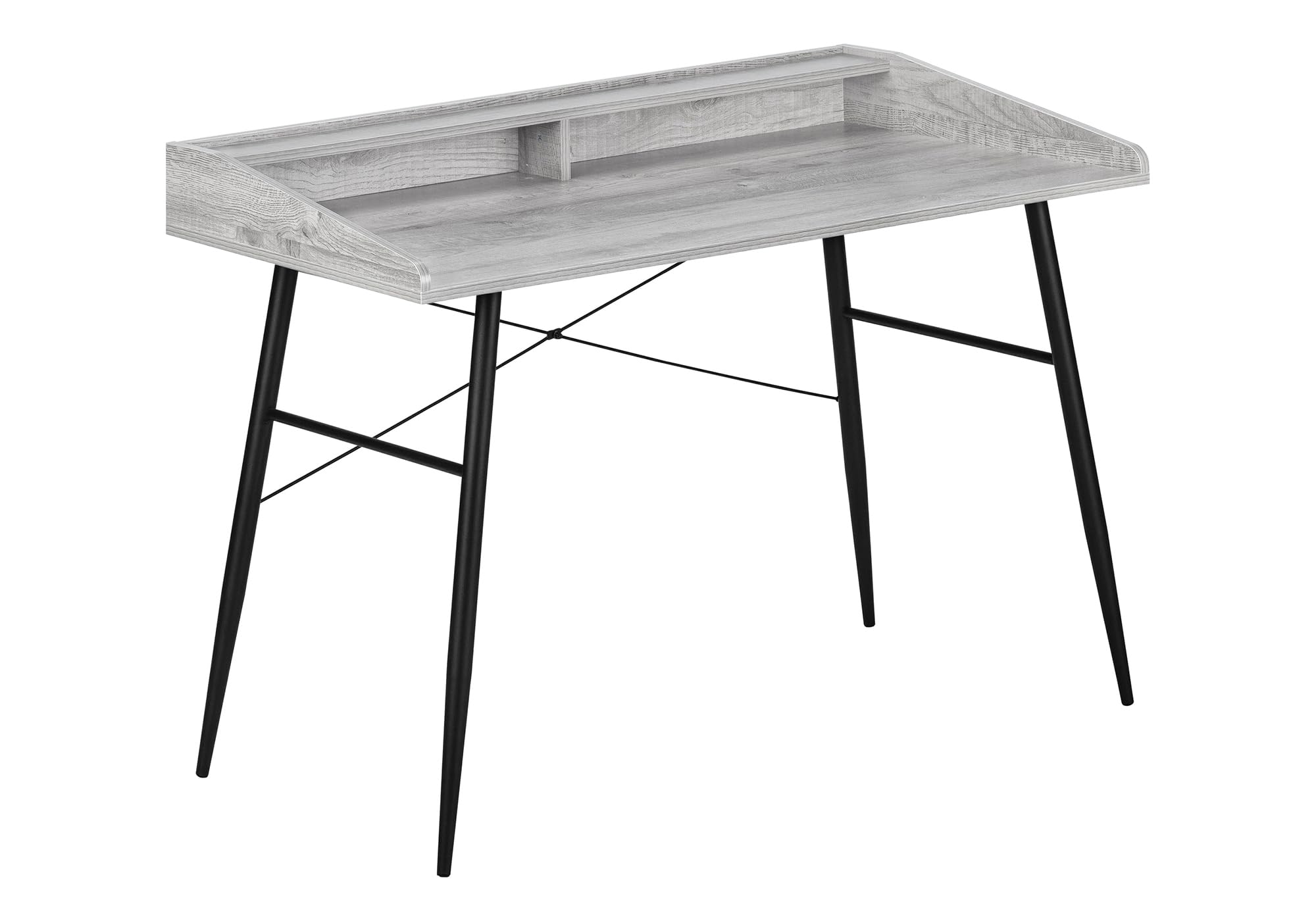 Monarch Specialties I 7541 Computer Desk, Home Office, Laptop, Storage Shelves, 48' L, Work, Metal, Laminate, Grey, Black, Contemporary, Modern