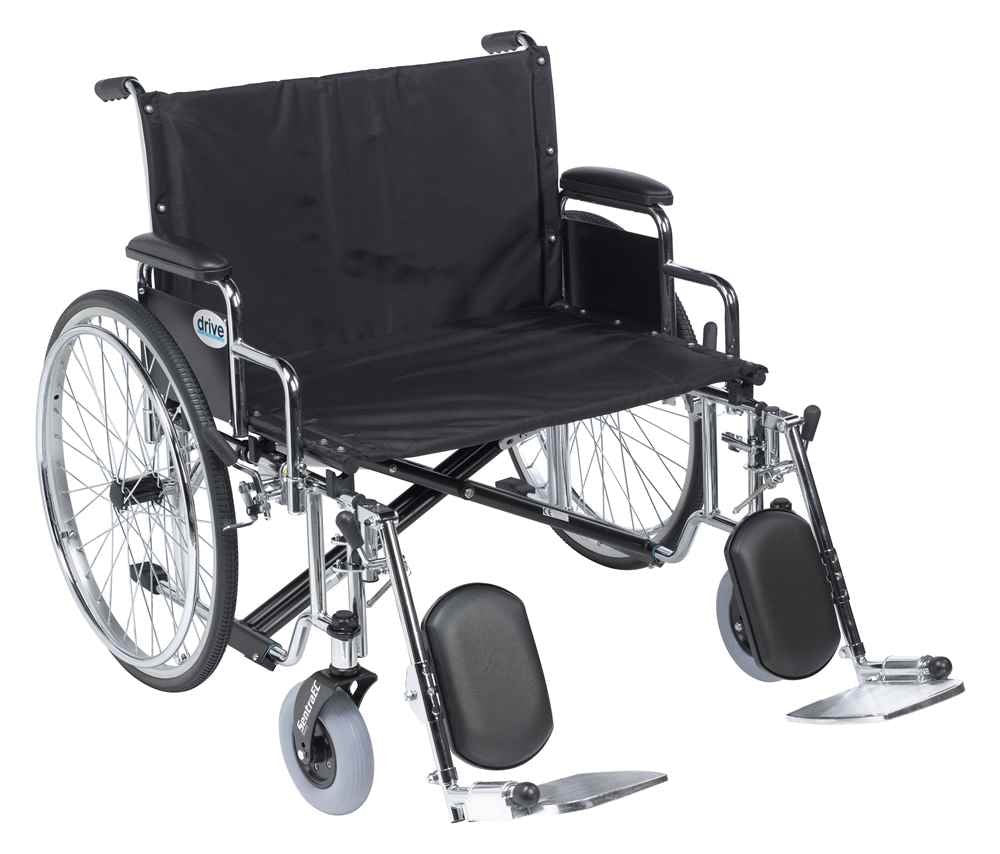 Drive Medical STD26ECDDA-ELR Sentra Ec Heavy Duty Extra-Extra-Wide Wheelchair, Black