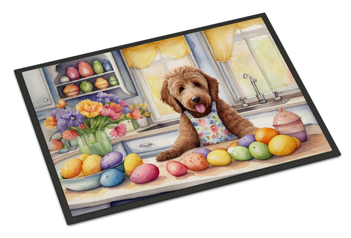 Carolines Treasures DAC6843MAT Decorating Easter Labradoodle Doormat Front Door Mat Indoor Outdoor Rugs for Entryway, Non Slip Washable Low Pile, 18H X 27W