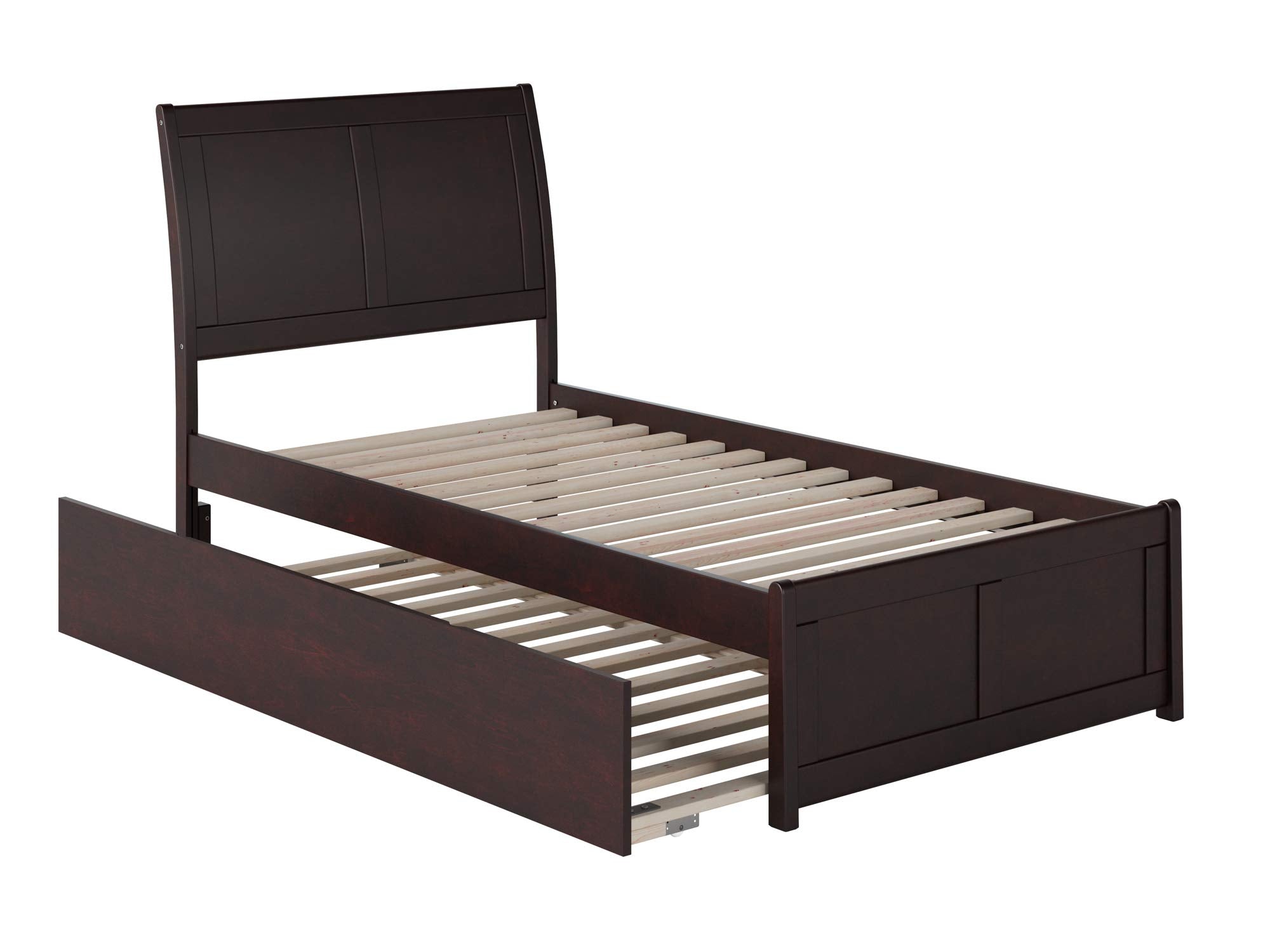 Portland Twin Extra Long Bed with Matching Footboard and Twin Extra Long Trundle in Espresso