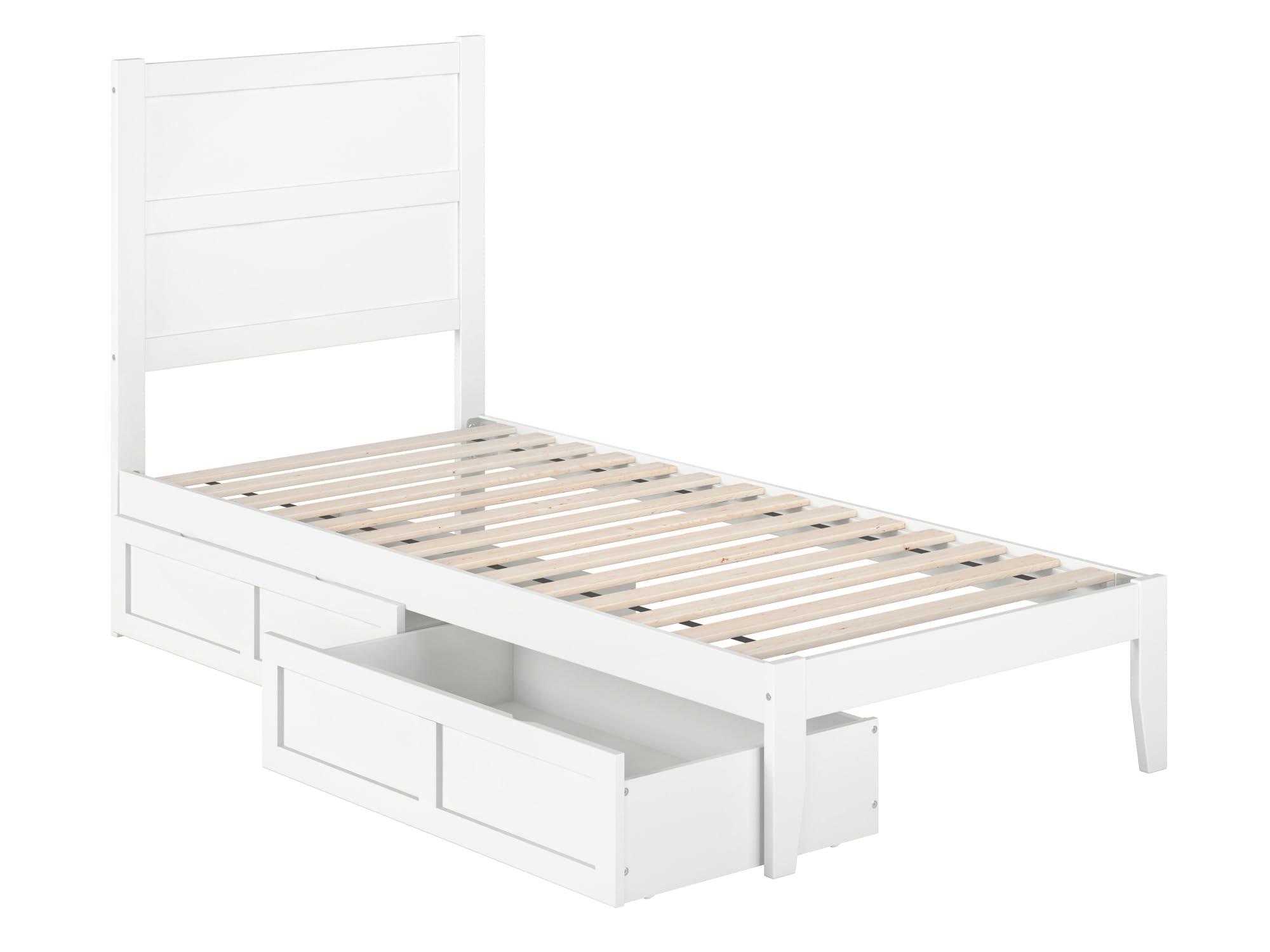 NoHo Twin XL Platform Bed with 2 Storage Drawers in White