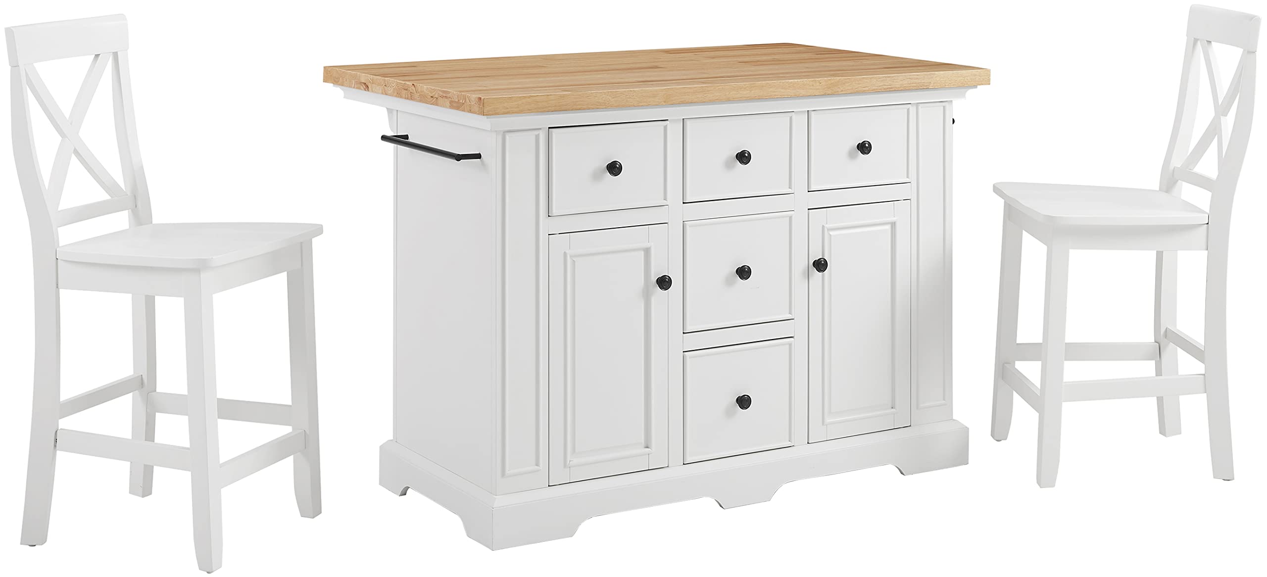 Julia Wood Top Island W/X-Back Stools