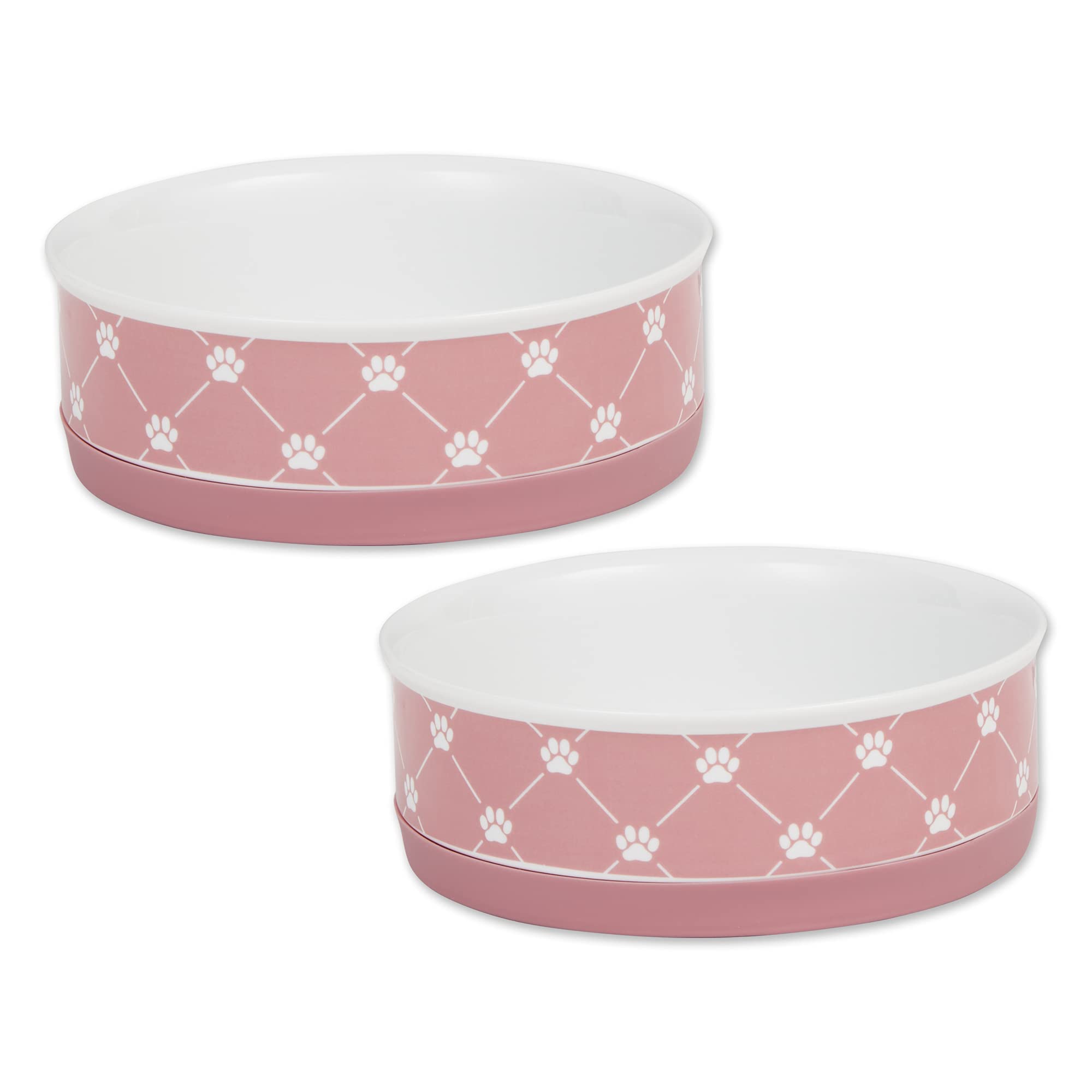 Bone Dry Ceramic Pet Collection Trellis Medium Set 6X2 Rose 2 Piece