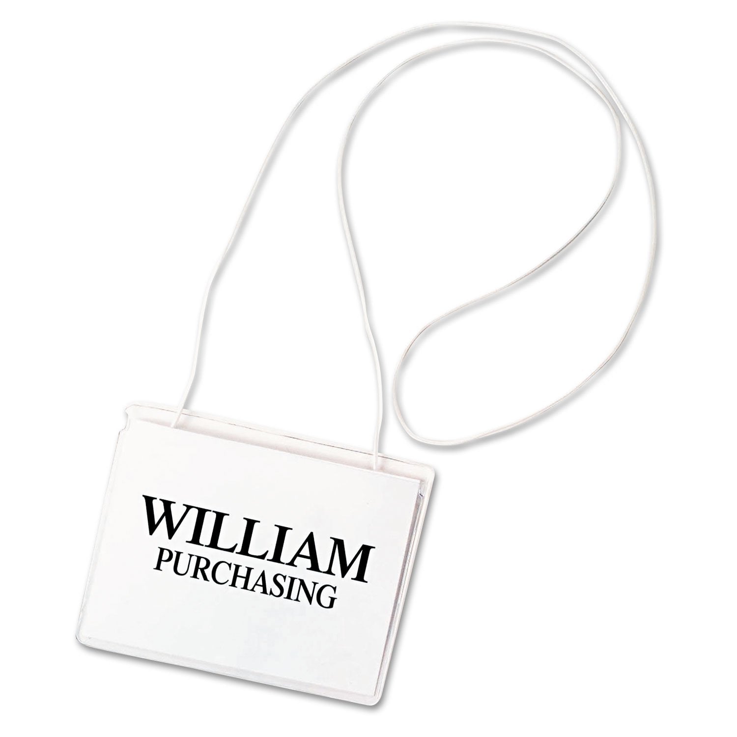 Hanging Style Name Badge Kit w/White Elastic Cord, Sealed with Inserts, 4 x 3, 50/BX, 96043