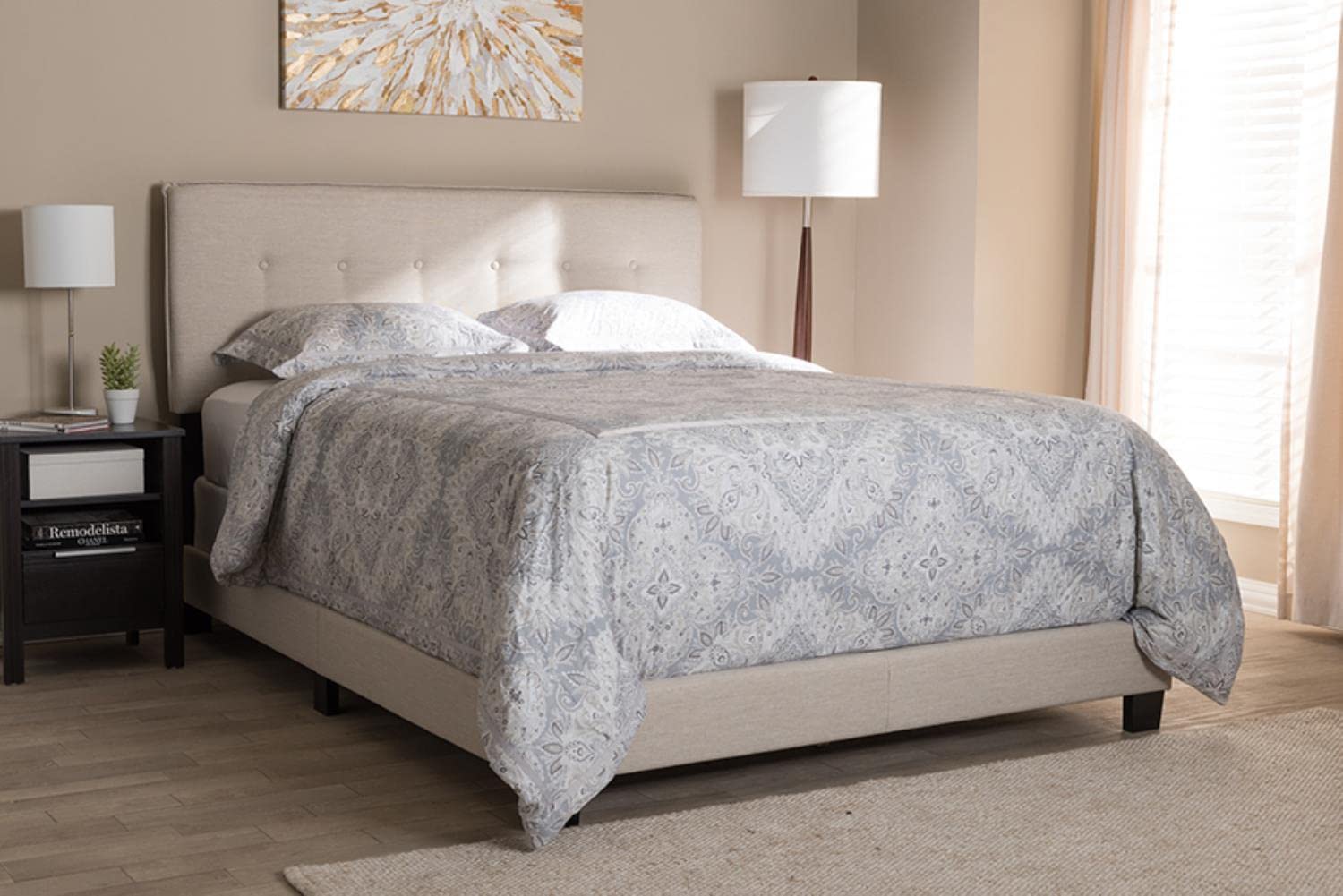 Baxton Studio Audrey Modern And Contemporary Light Beige Fabric Upholstered Full Size Bed