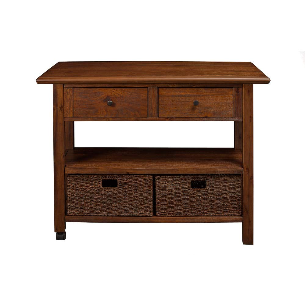 Benjara Wooden Cart With Drawers And Casters, Brown