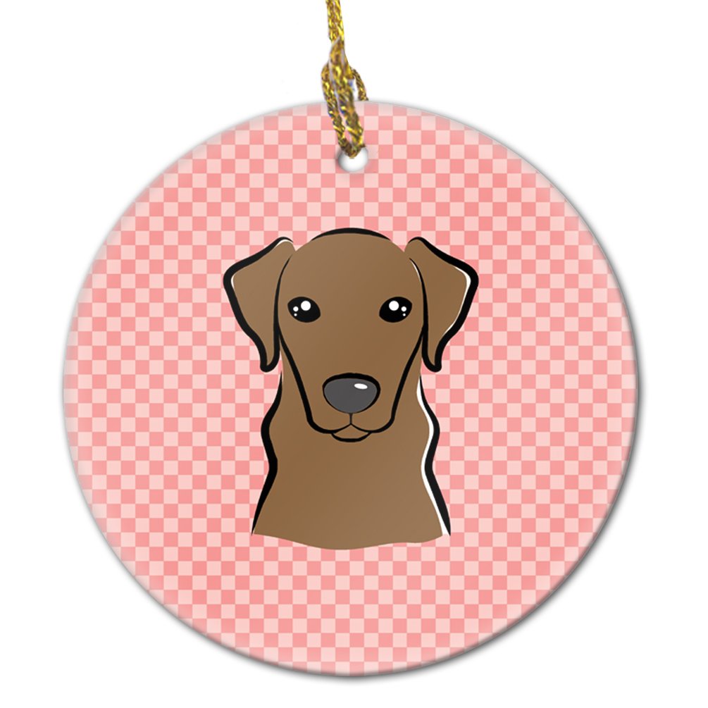 Checkerboard Pink Chocolate Labrador Ceramic Ornament BB1234CO1