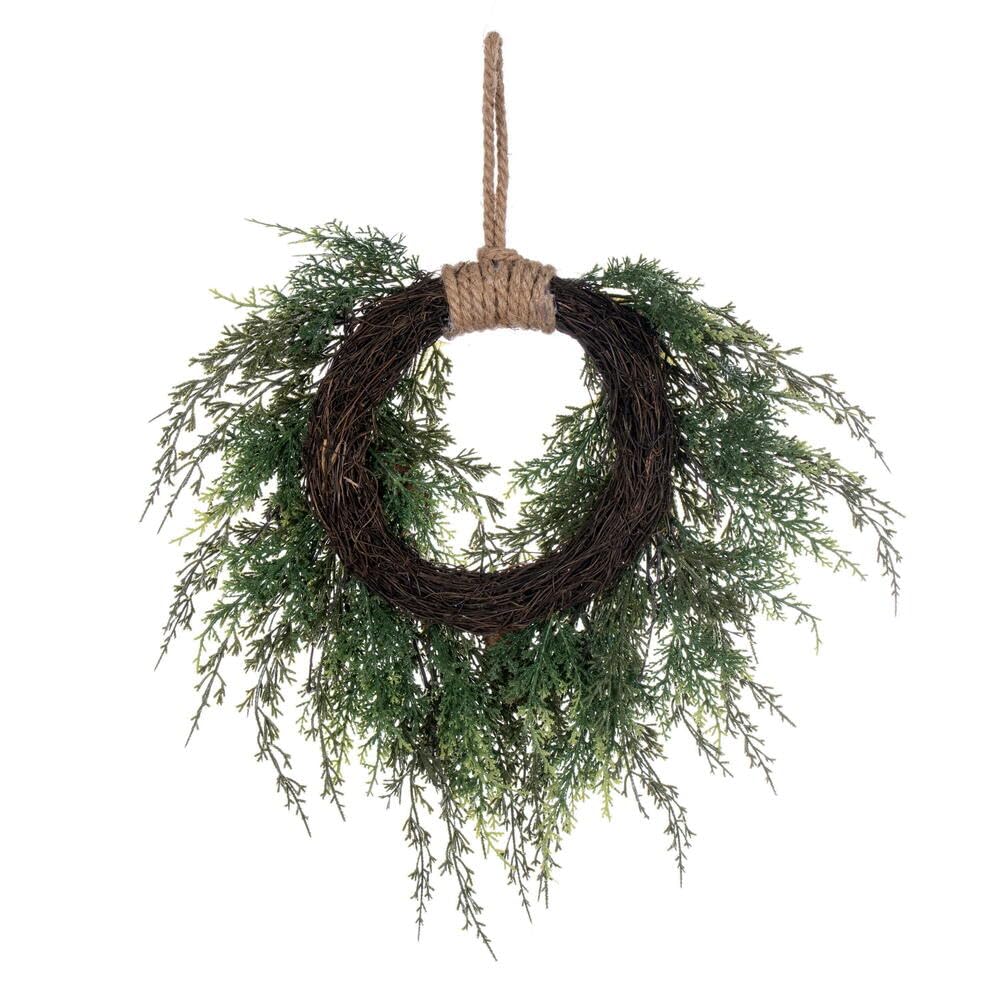 Casafoyer 18” Snow Cedar Hanging Wreath W/Cone - (Pack Of 2)
