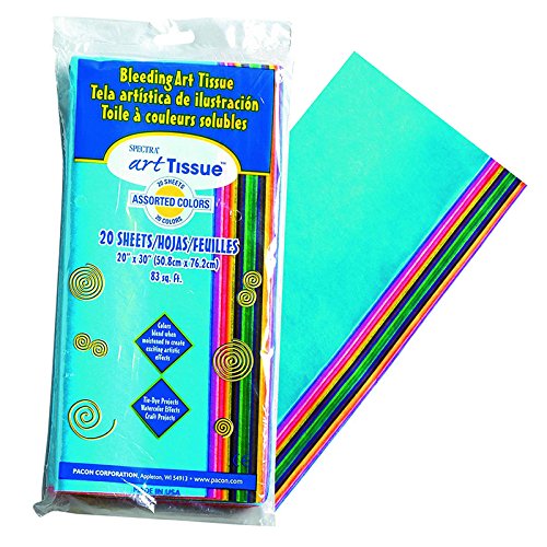 Spectra Deluxe Bleeding Tissue Paper, 20 x 30 Inches, Assorted Colors, 20 Pack