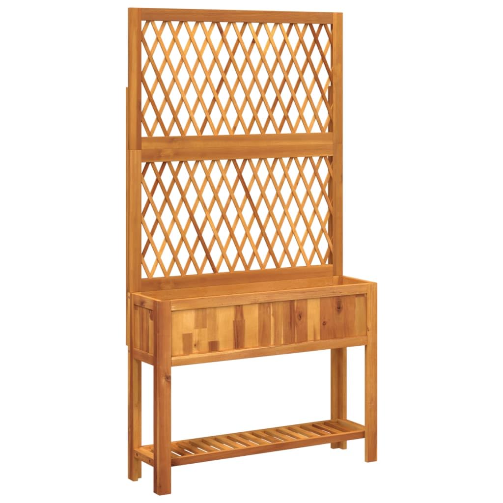 vidaXL Planter with Trellis and Shelf 39.4x12.6"x72.8" Solid Wood Acacia"