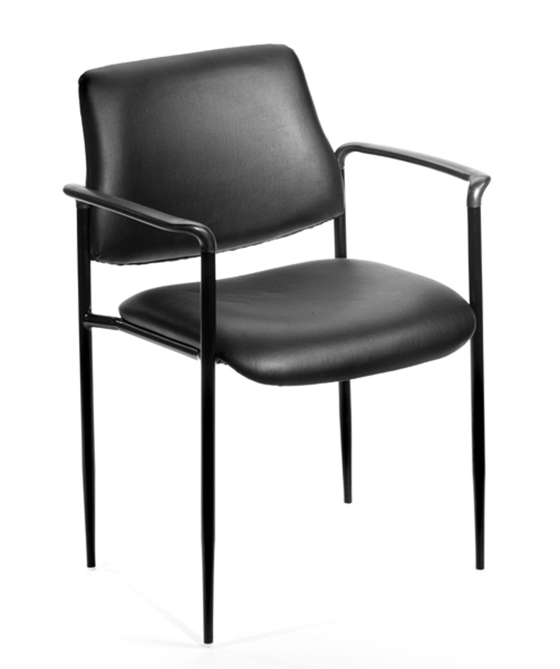 Boss Square Back  Diamond Stacking Chair W/Arm In Black Caressoft
