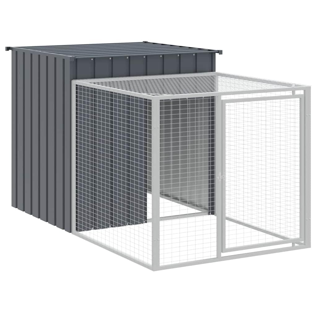 vidaXL Chicken Cage with Run Anthracite 43.3x79.1"x43.3" Galvanized Steel"