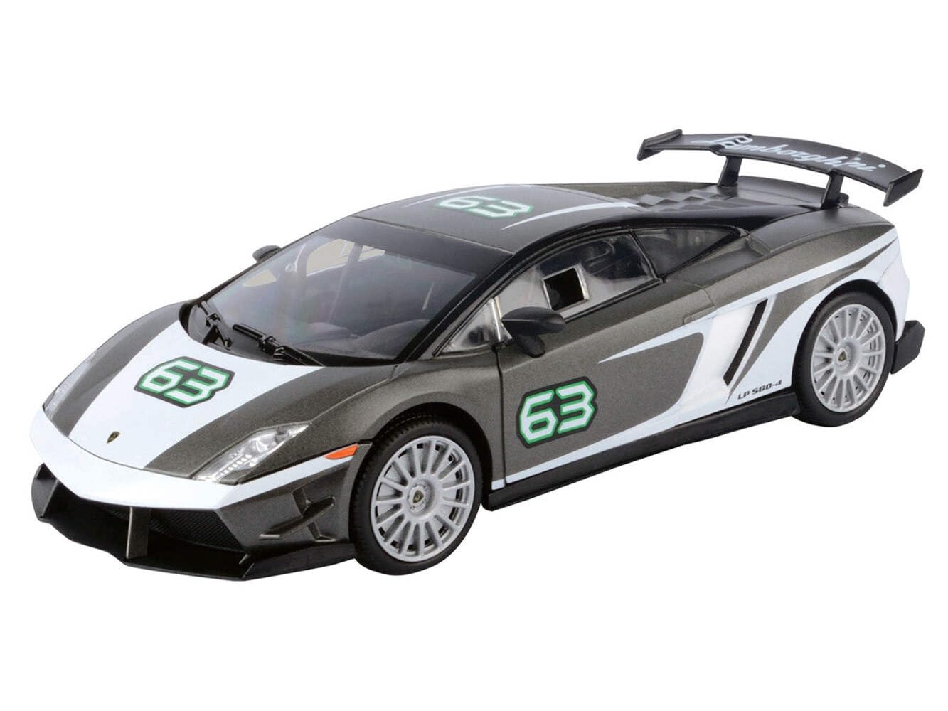 Lamborghini Gallardo LP 560-4 Super Trofeo #63 Gray Metallic and White GT Racing Series 1/24 Diecast Model Car by Motormax