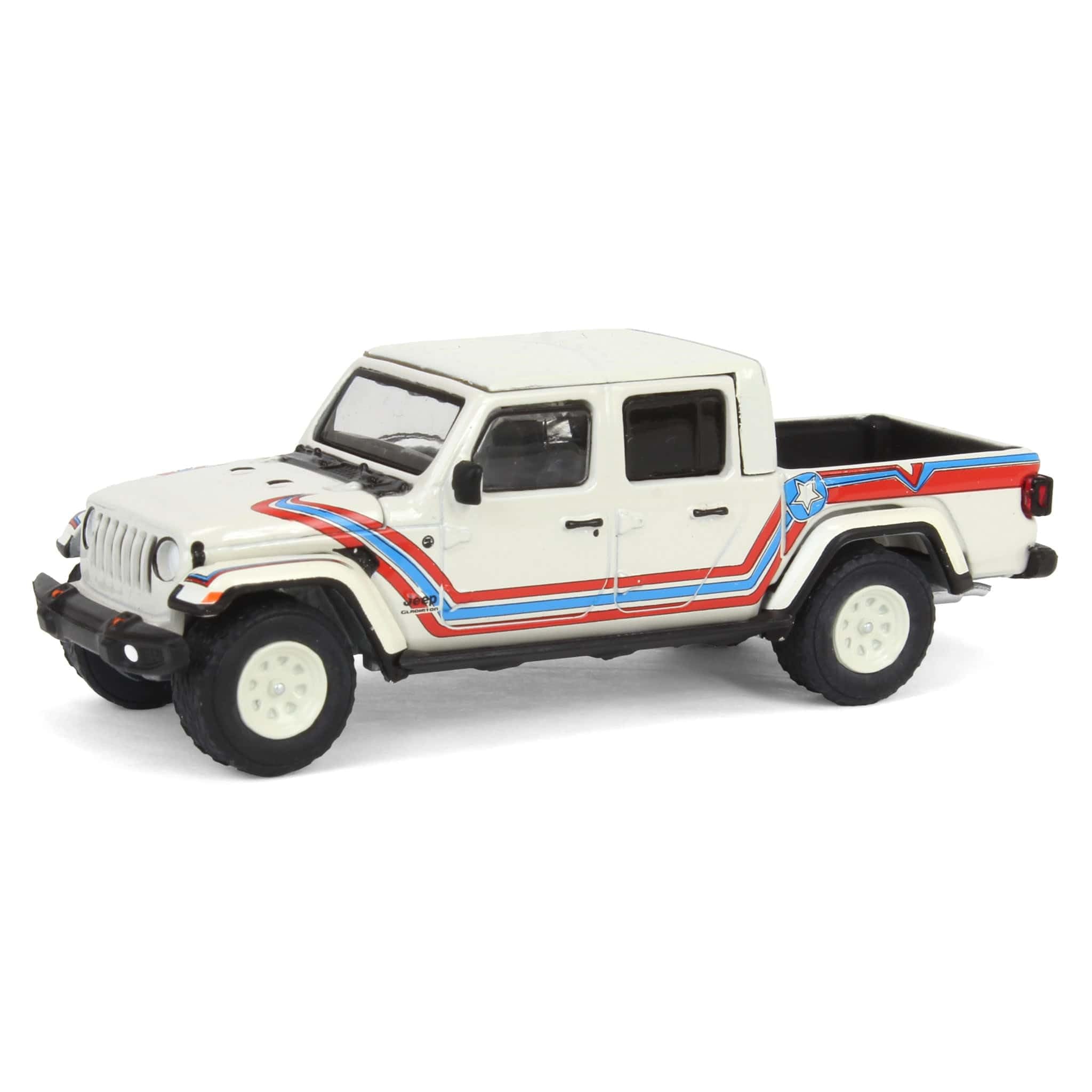 2021 Jeep Gladiator Pickup Truck Super Jeep Tribute White with Red and Blue Stripes ?Hobby Exclusive? Series 1/64 Diecast Model Car by Greenlight