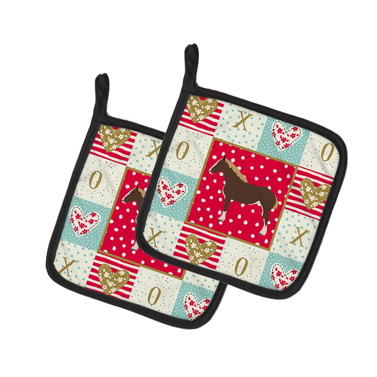 Percheron Horse Love Pair of Pot Holders