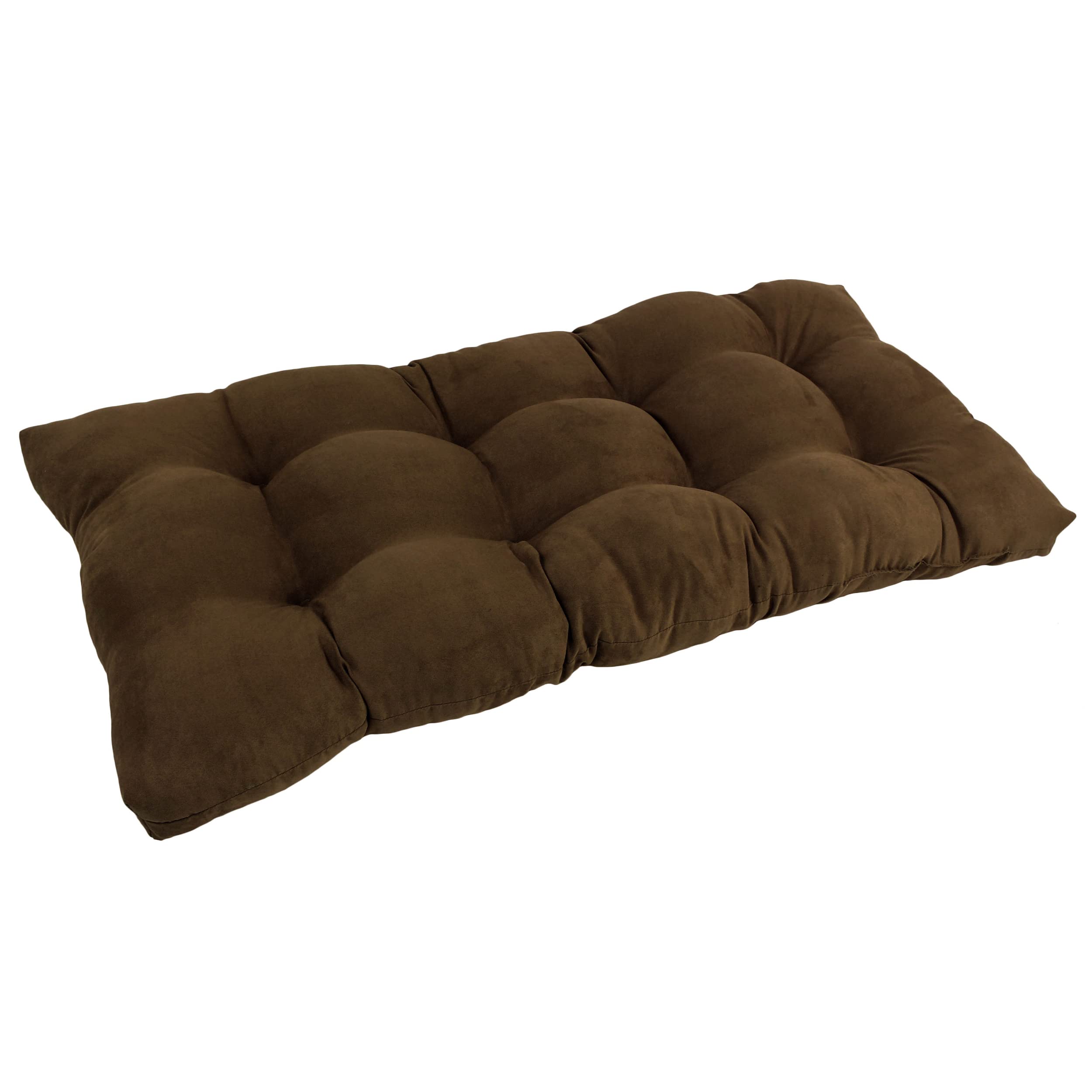 42-inch by 19-inch Squared Micro Suede Tufted Loveseat Cushion - Chocolate