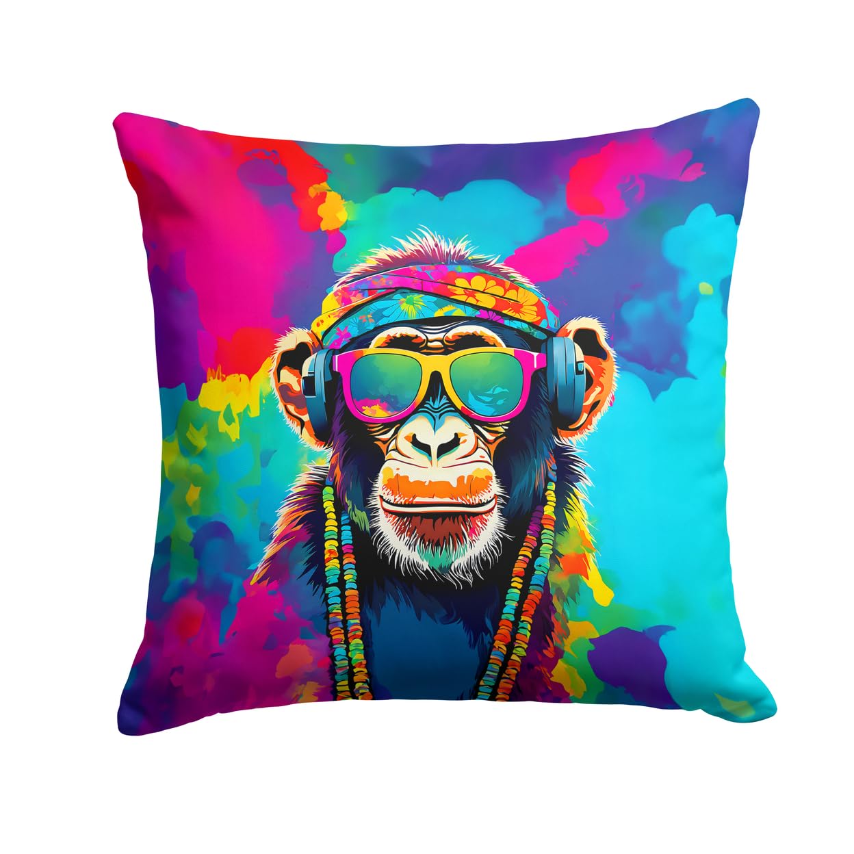 Hippie Animal Chimpanzee Throw Pillow