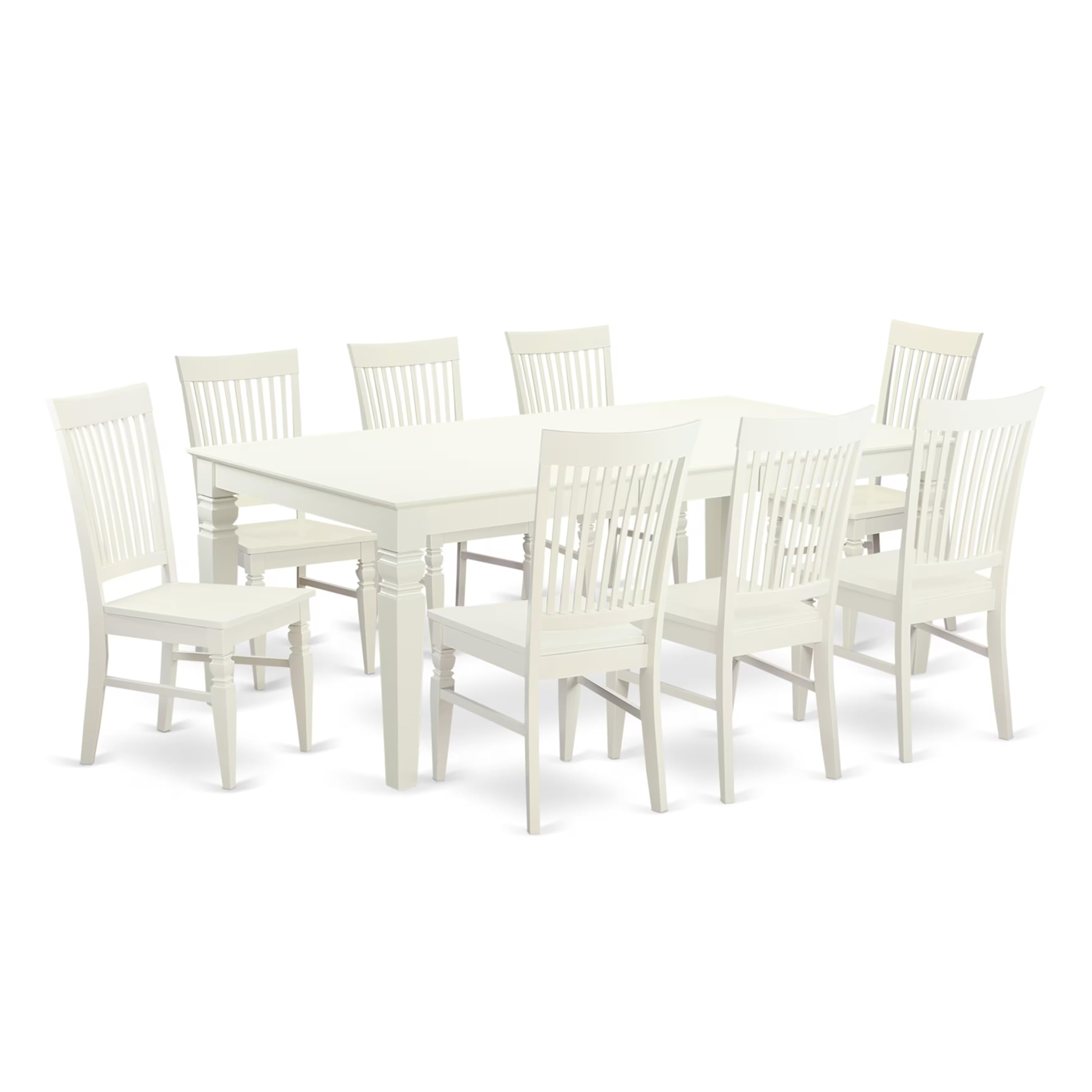 9  PcTable  set  with  a  Dining  Table  and  8  Dining  Chairs  in  Linen  White