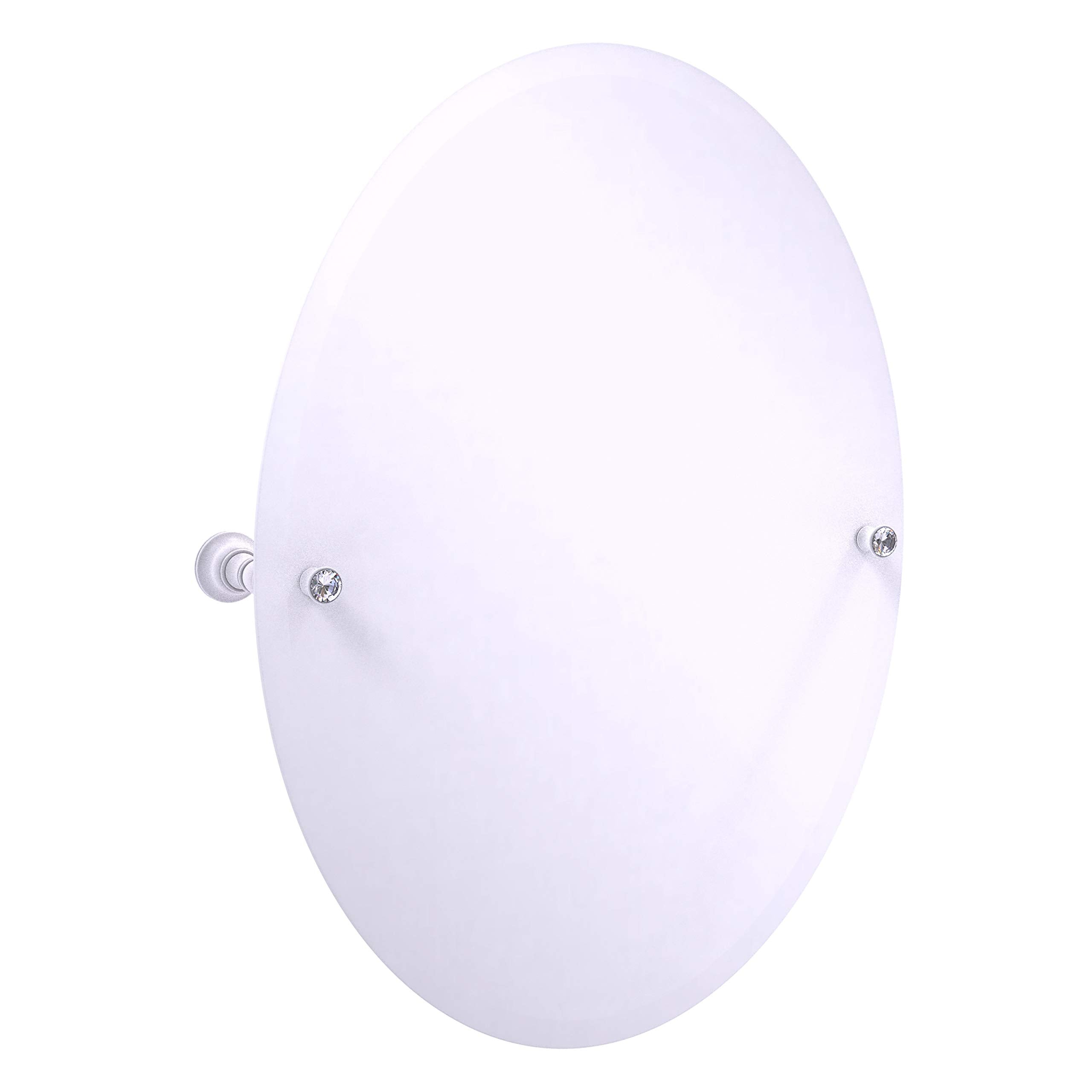 Carolina Crystal Collection Frameless Oval Tilt Mirror with Beveled Edge - Matte White