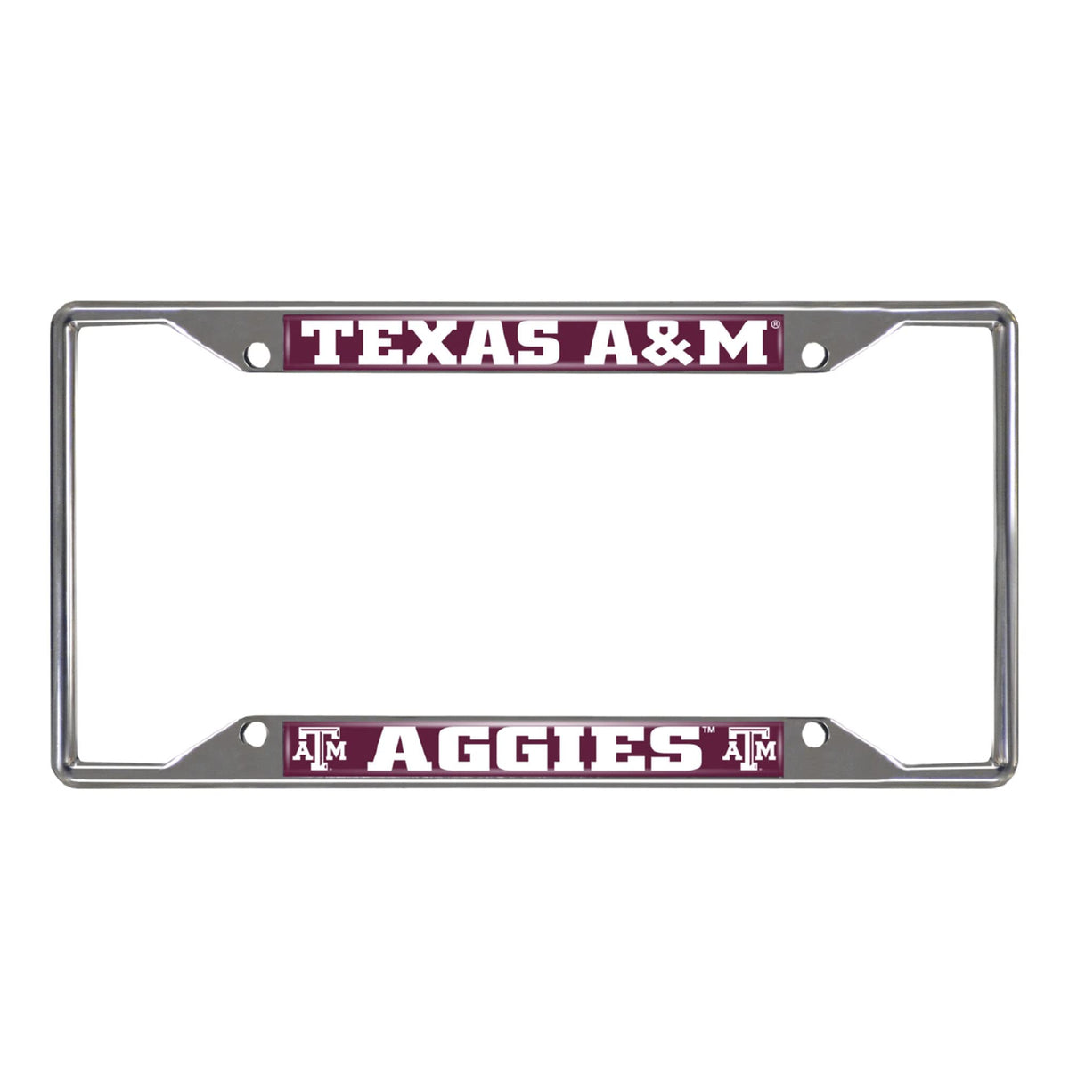 Fanmats 14895 Texas A&M Aggies Chrome Metal License Plate Frame, Team Colors, 6.25In X 12.25In
