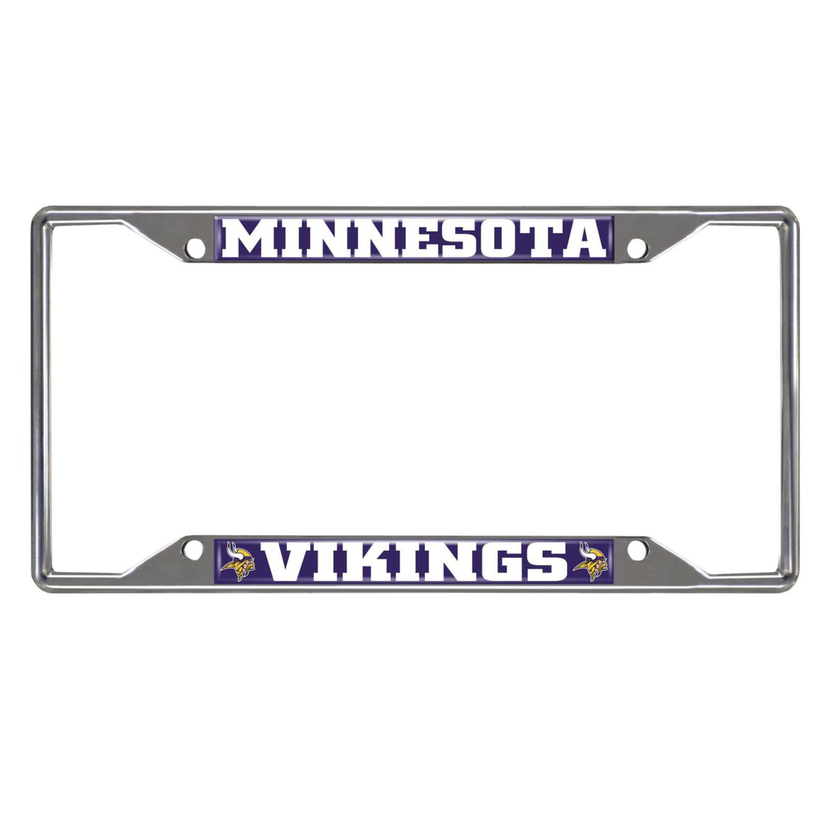 Fanmats 15529 Minnesota Vikings Chrome Metal License Plate Frame, Team Colors, 6.25In X 12.25In