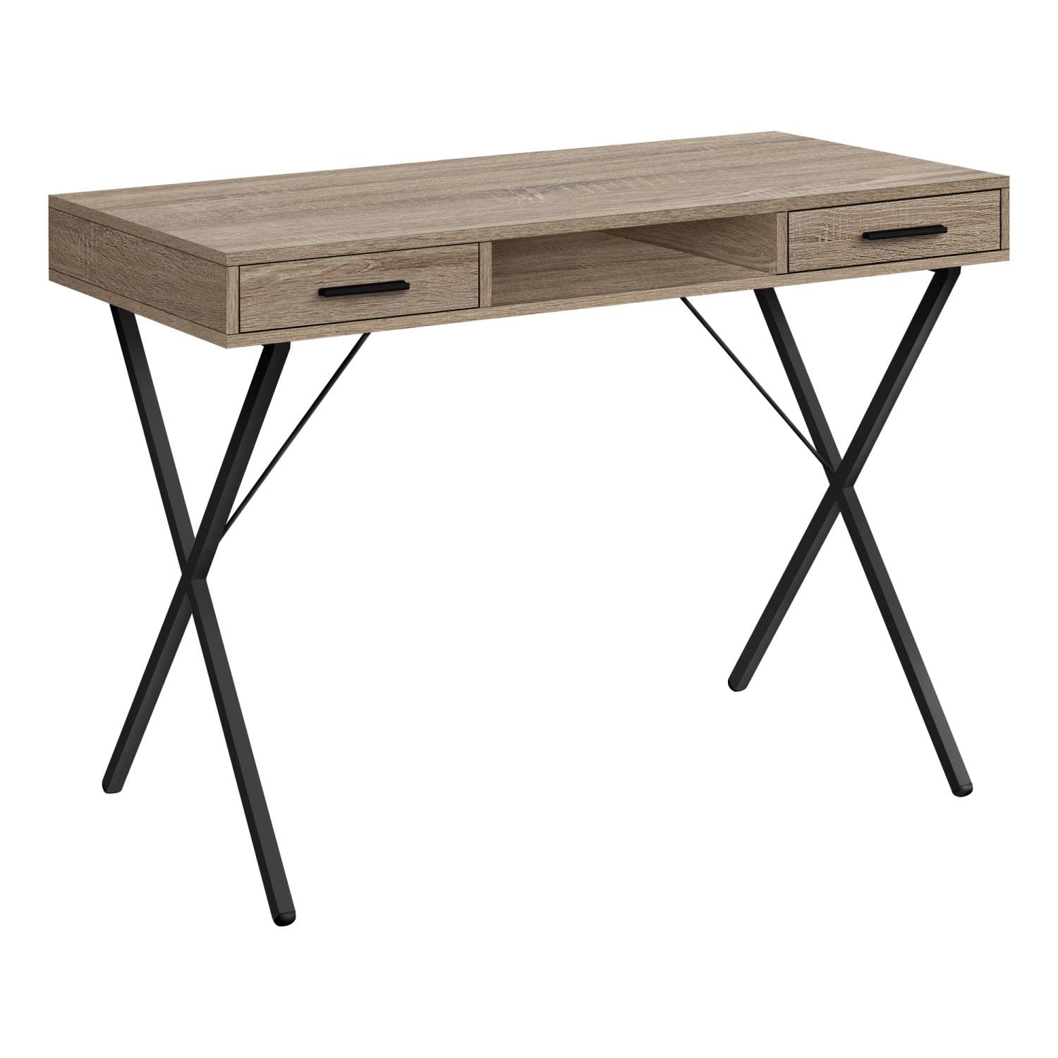 COMPUTER DESK - 42L / DARK TAUPE / BLACK METAL