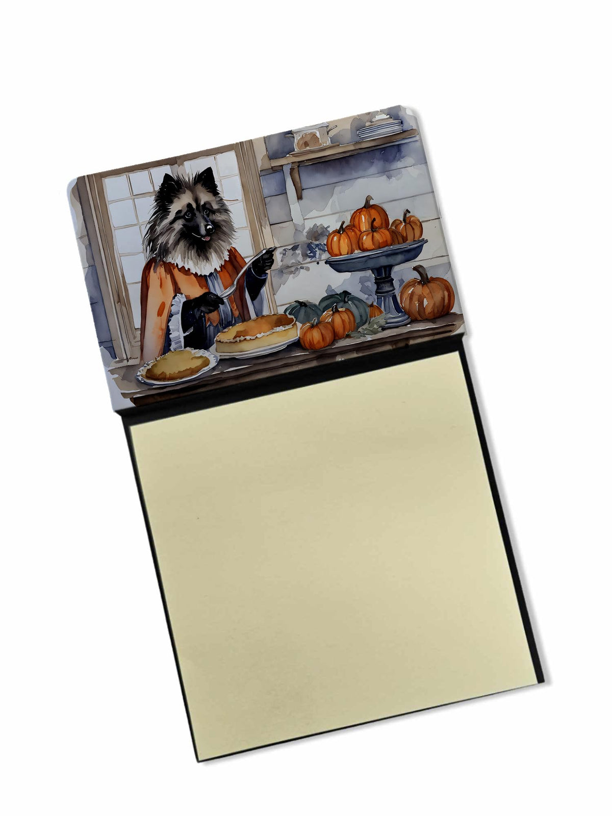 Keeshond Fall Kitchen Pumpkins Sticky Note Holder