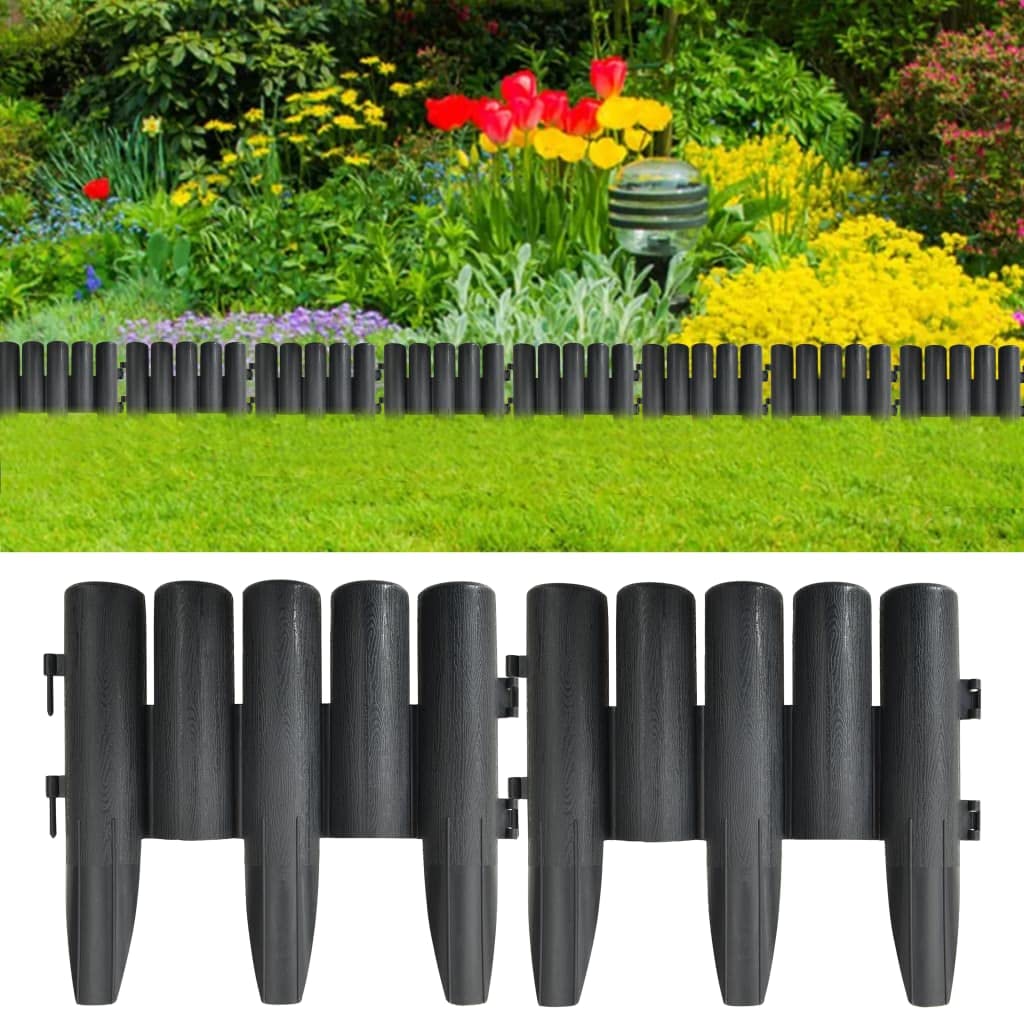 vidaXL Lawn Edgings 36 pcs Anthracite 32.8 PP