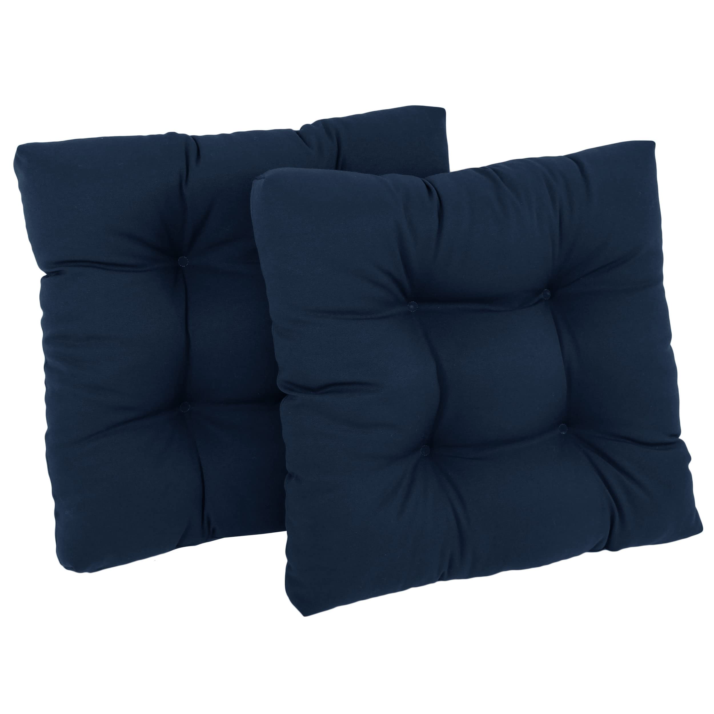 19-inch Squared Twill Tufted Dining Chair Cushions (Set of 2)  94005-2CH-TW-NV