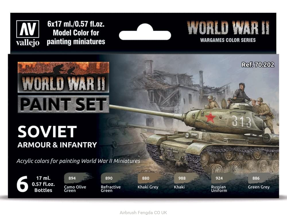 Vallejo Model Color WWII Soviet Armour & Infantry, 0.57 Fl Oz (Pack of 6)